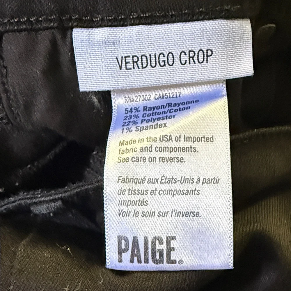 PAIGE Verdugo Crop Black Overdye Skinny Jeans Size 28‎ | Made in USA